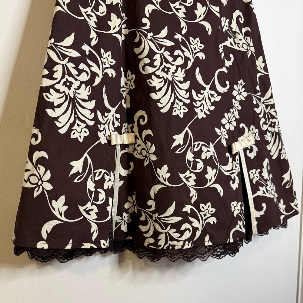 Vintage Y2k A.Byer Brown and Cream Dress Size 9 - Picture 2 of 14